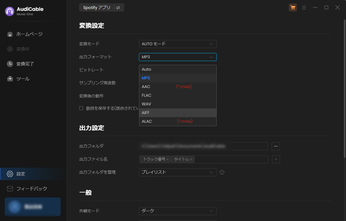 出力フォーマットを設定する